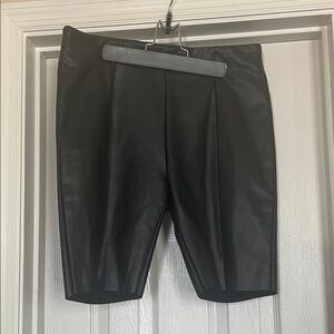 Topshop Black Faux Leather Bike Shorts
